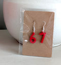 Red Number “67” Drop Earrings – Fun, Bold & Unique Statement Jewelry