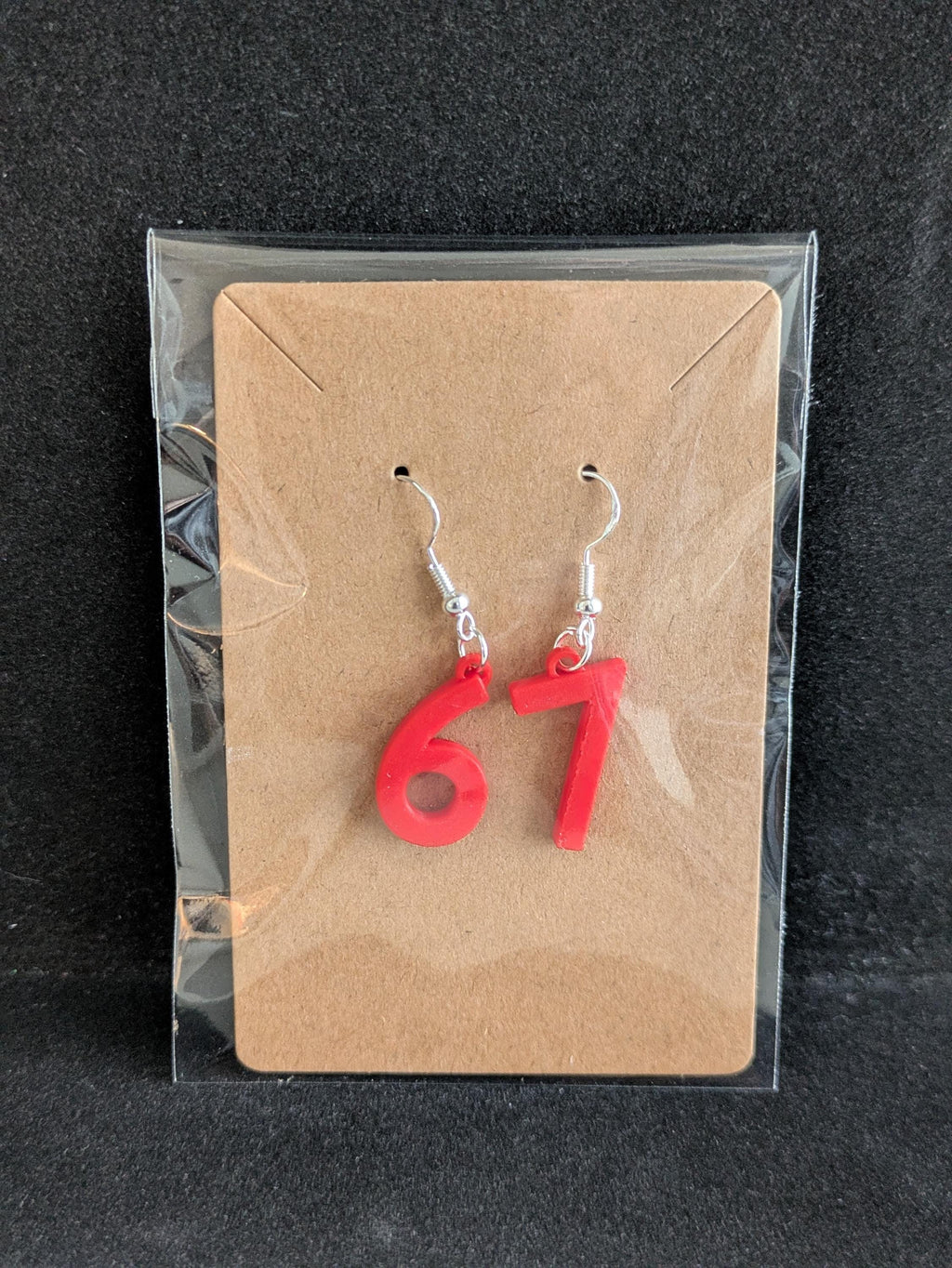 Red Number “67” Drop Earrings – Fun, Bold & Unique Statement Jewelry
