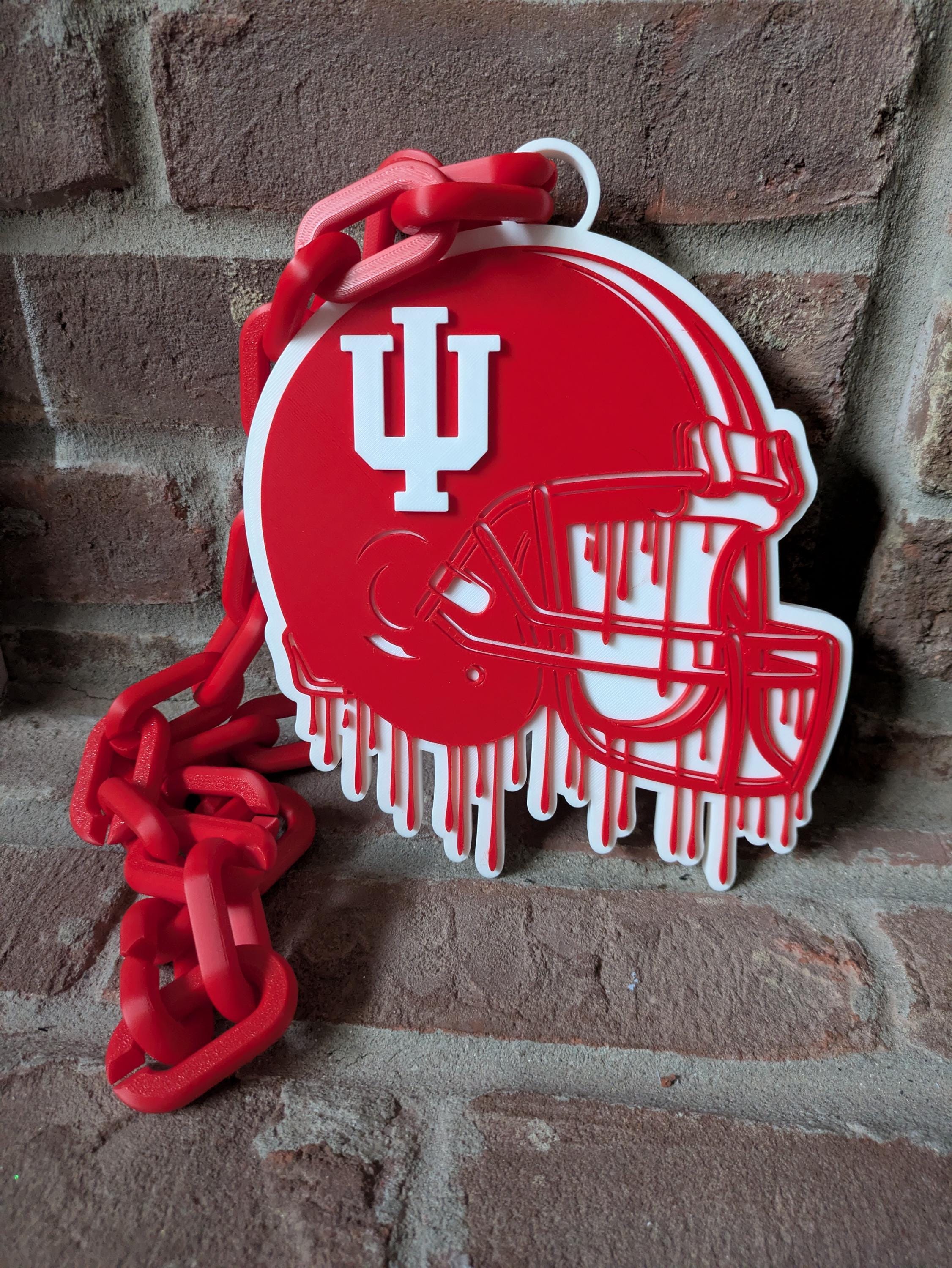 Red and White Football Hype Chain with your logo | 3D Printed Helmet Chain | College Football Accessory