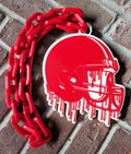 Red and White Football Hype Chain with your logo | 3D Printed Helmet Chain | College Football Accessory